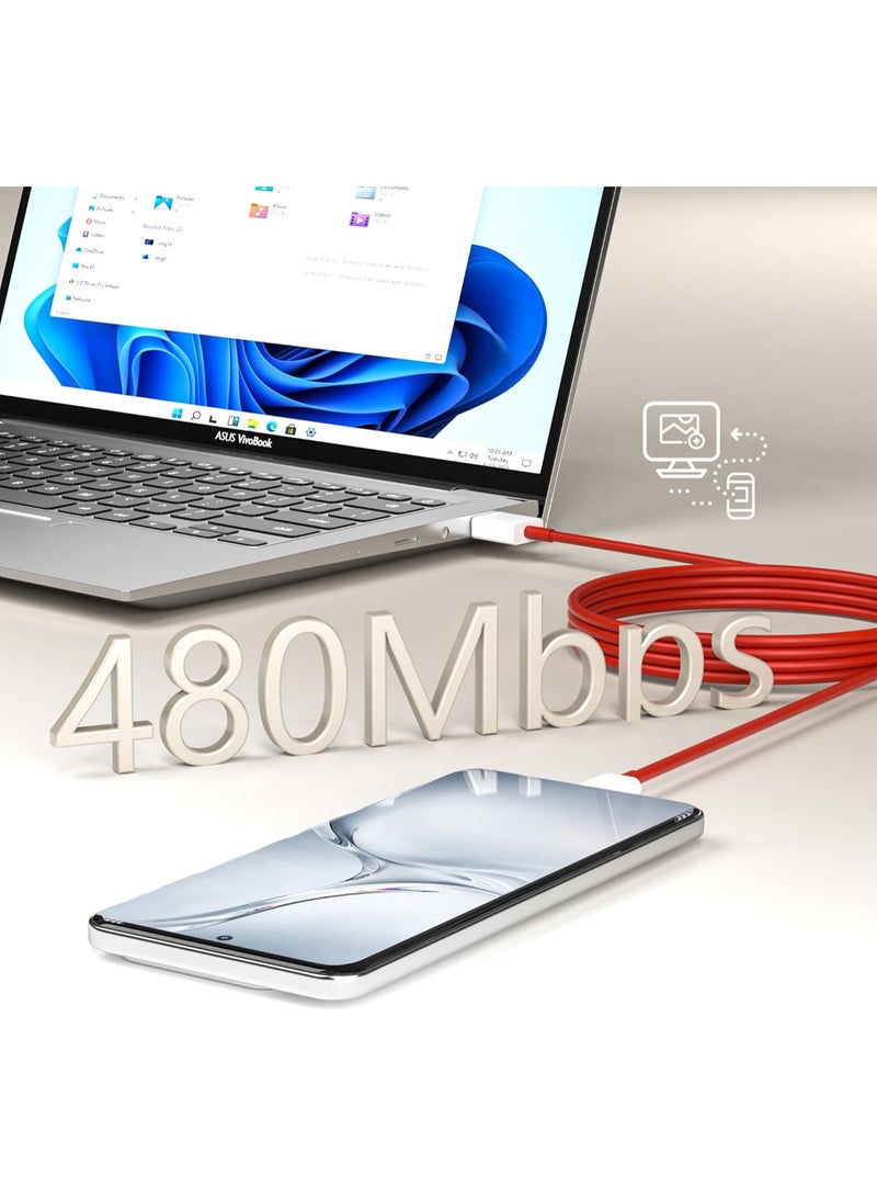 شاحن 80 واط لهواتف Oneplus 15/14/13/13R/12/12R/11/10/9 Pro /10T/10R/8T/8/7T/7 Pro/ Open Nord 3T/Nord CE 3 Lite/N30 N20/N10 مع كابل فلاش Type-C بطول 3.3 قدم - Image 4